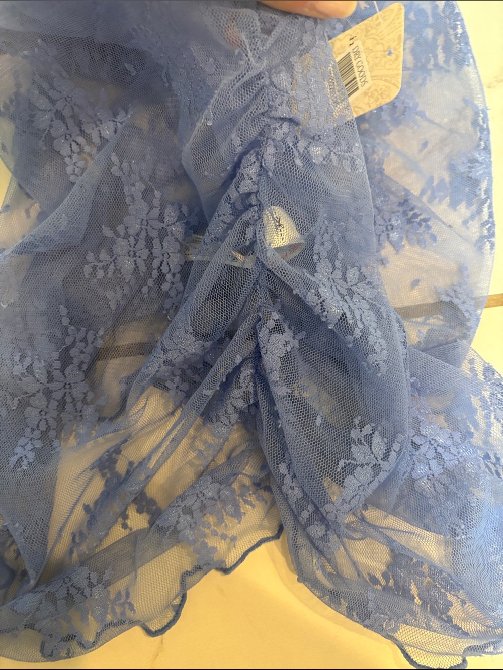 Free People Nice Try Lace Sheer Mock Neck Tank Top - Cornflower Blue - NWT, M - Picture 5 of 8